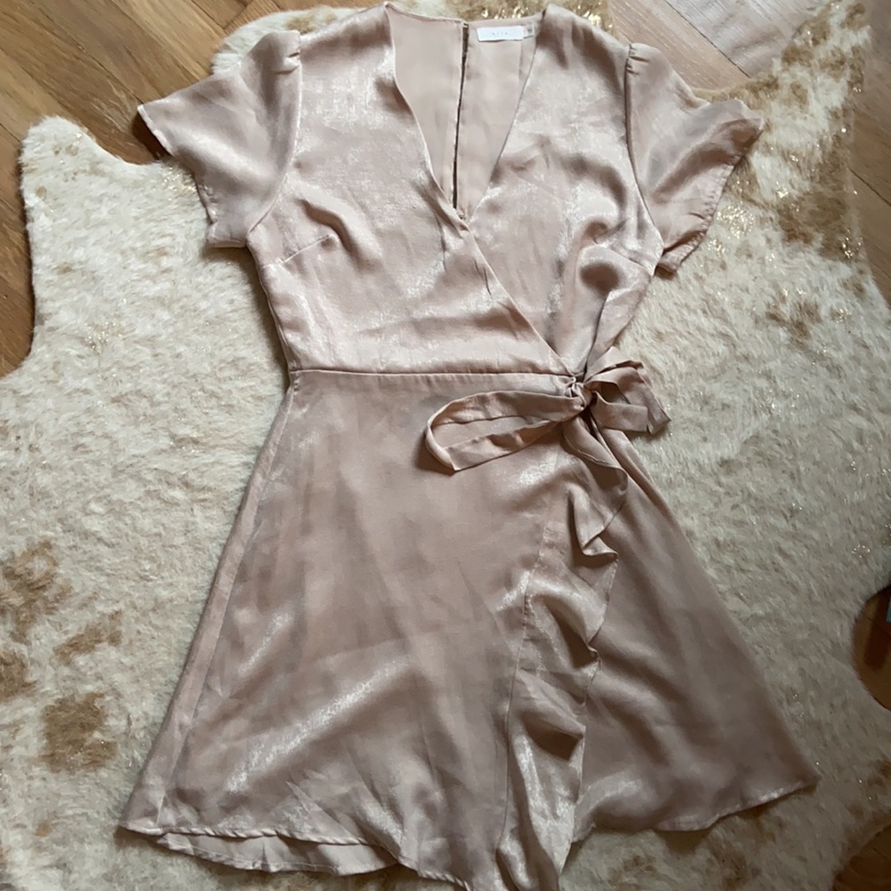 Nordstrom Lush Silky / Ruffled Wrap Cocktail Dress